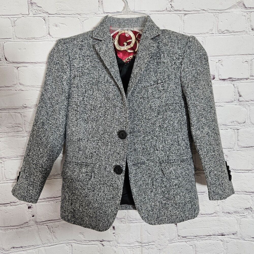 Elie Balleh Size M 4 - 5 Boys Blazer Gray Black Youth Jacket Suit Church Formal